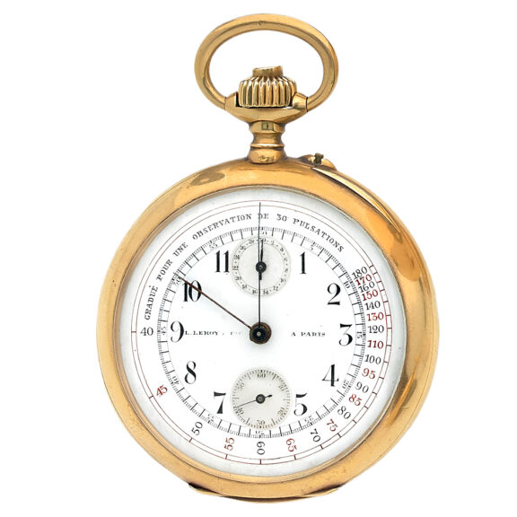 French 18K gold pocket watch with chronograph Circa 1915