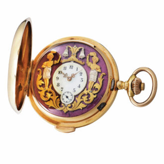 Swiss gold quarter repeater with automata Circa 1900Swiss gold quarter repeater with automata Circa 1900