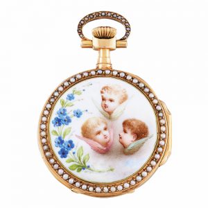 Swiss pearl set watch with enamel decoration Circa 1891