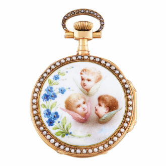 Swiss pearl set watch with enamel decoration Circa 1891