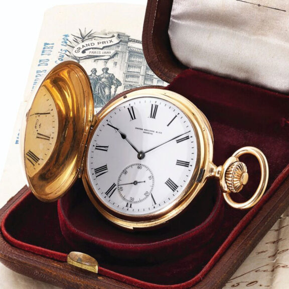 Swiss gold hunting cased minute repeating lever Circa 1887