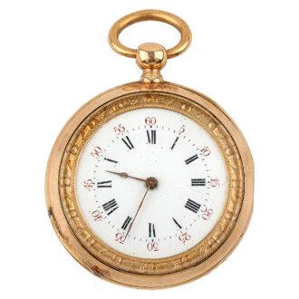 French 18K gold open faced pocket watch Late Circa 1890