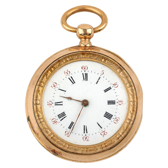 French 18K gold open faced pocket watch Late Circa 1890