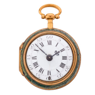 English verge watch in gilt shagreen pair cases Circa 1760