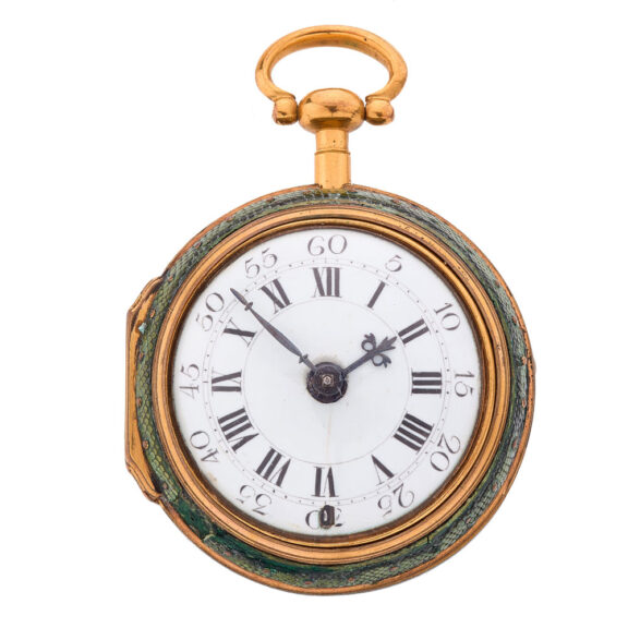 English verge watch in gilt shagreen pair cases Circa 1760