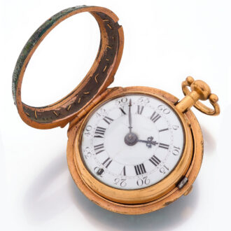 English verge watch in gilt shagreen pair cases Circa 1760