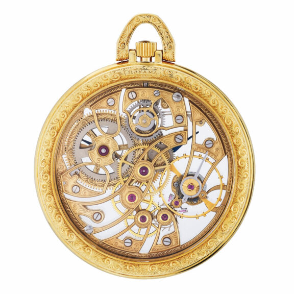 Swiss gold and diamond set skeletonised watch Circa 1980 Swiss gold and diamond set skeletonised watch Circa 1980
