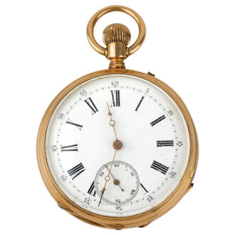 Swiss 18K yellow gold open faced pocket watch Circa 1900