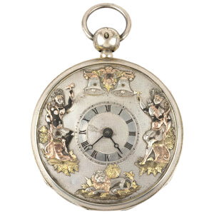 Swiss silver repeating automata pocket watch Circa 1890