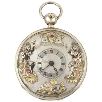 Swiss silver repeating automata pocket watch Circa 1890