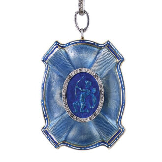 French platinum, enamel and diamond set lever Circa 1900