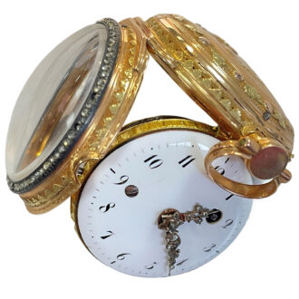 French 18K yellow gold open faced pocket watch Circa 1760