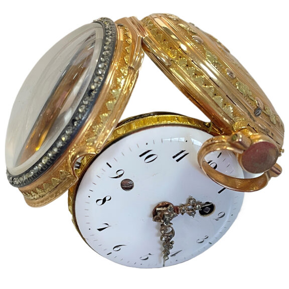 French 18K yellow gold open faced pocket watch Circa 1760 French 18K yellow gold open faced pocket watch Circa 1760