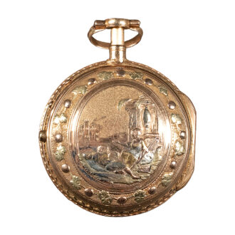 French 18K yellow gold open faced pocket watch Circa 1760