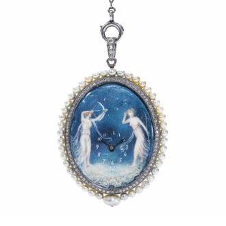 French platinum diamond and pearl set watch Circa 1910