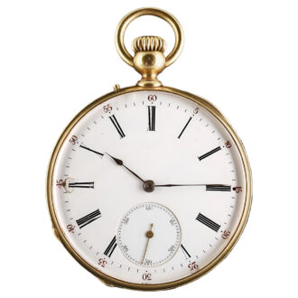 French 18K yellow gold open faced pocket watch Circa 1910