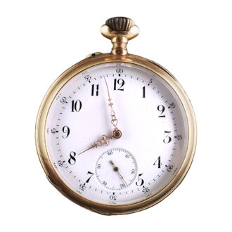 French 18 carat rose gold open faced pocket watch Circa 1910
