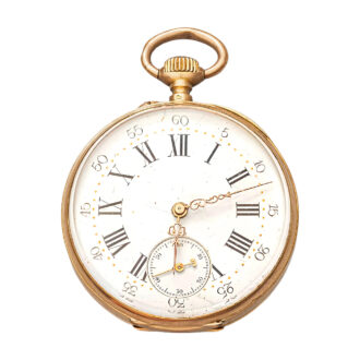 French 18K yellow gold open faced pocket watch Circa 1900