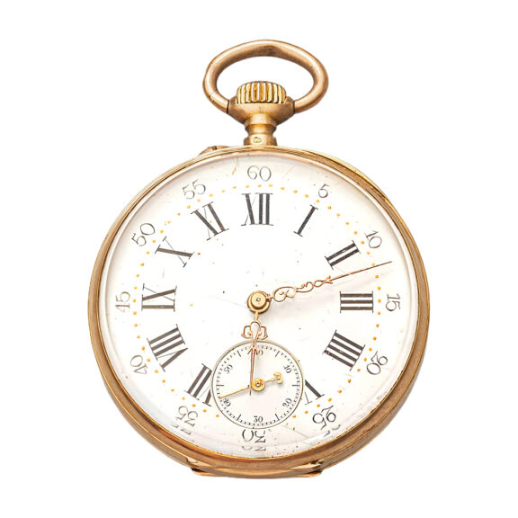 French 18K yellow gold open faced pocket watch Circa 1900