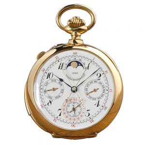 Swiss 18k gold astronomical pocket watch Circa 1911