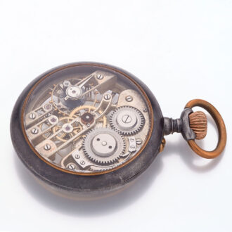 Gunmetal Swiss skeleton keyless lever watch Circa 1900