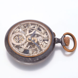 Gunmetal Swiss skeleton keyless lever watch Circa 1900