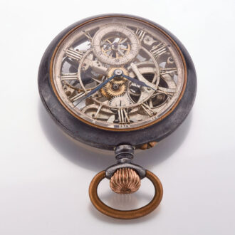 Gunmetal Swiss skeleton keyless lever watch Circa 1900