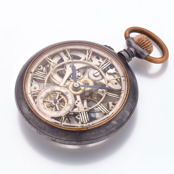 Gunmetal Swiss skeleton keyless lever watch Circa 1900 Gunmetal Swiss skeleton keyless lever watch Circa 1900
