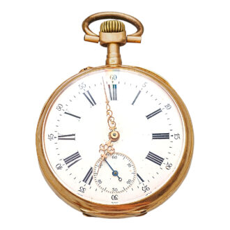 French 18K yellow gold open faced pocket watch Circa 1900
