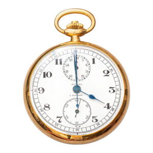 French 18K gold open faced chronograph watch Circa 1910