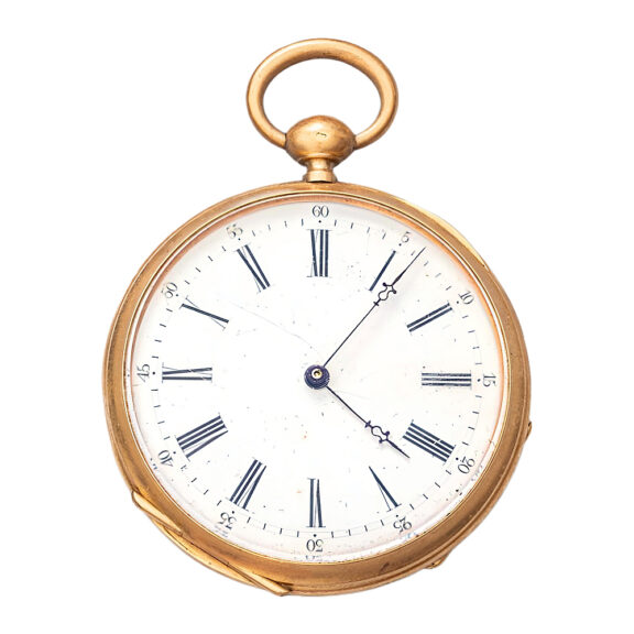 French 18K yellow gold open faced pocket watch Circa 1900