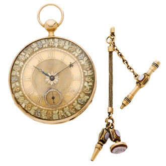 French 18K gold quarter repeater with chatelaine Circa 1850