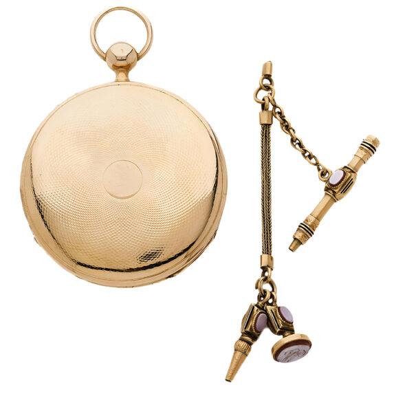 French 18K gold quarter repeater with chatelaine Circa 1850 French 18K gold quarter repeater with chatelaine Circa 1850