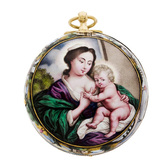 English gold polychrome enamel pocket watch Circa 1700