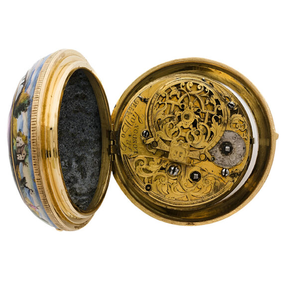 English gold polychrome enamel pocket watch Circa 1700 English gold polychrome enamel pocket watch Circa 1700