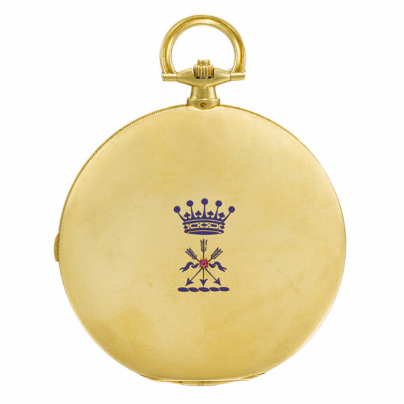 Fine French gold chronograph watch with registers Circa 1920 Fine French gold chronograph watch with registers Circa 1920