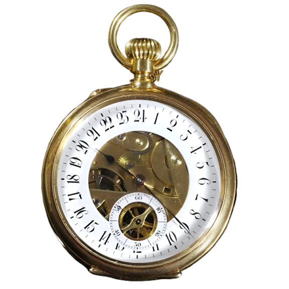 Swiss gold open faced skeleton pocket watch Circa 1850 Swiss gold open faced skeleton pocket watch Circa 1850