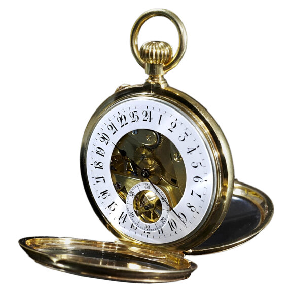 Swiss gold open faced skeleton pocket watch Circa 1850