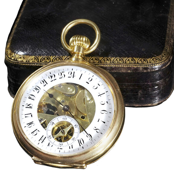 Swiss gold open faced skeleton pocket watch Circa 1850 Swiss gold open faced skeleton pocket watch Circa 1850