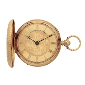 English 18 carat gold hunting cased cylinder watch Circa 1864
