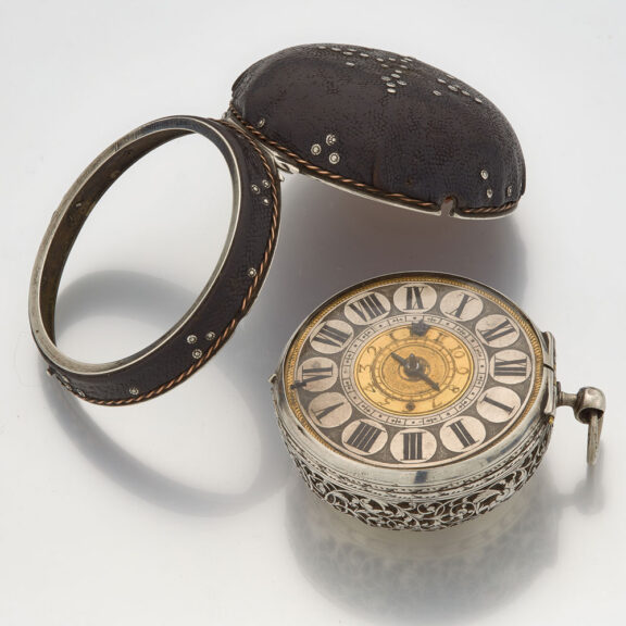 Dutch silver verge with protective outer and alarm Circa 1680 Dutch silver verge with protective outer and alarm Circa 1680