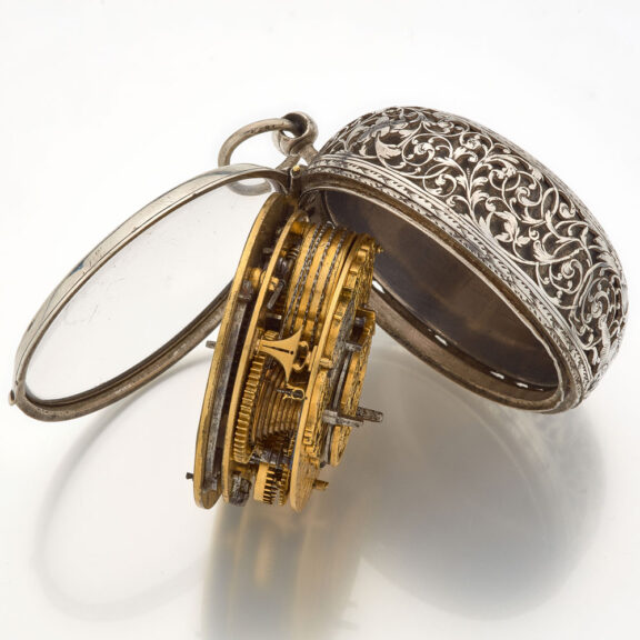 Dutch silver verge with protective outer and alarm Circa 1680 Dutch silver verge with protective outer and alarm Circa 1680