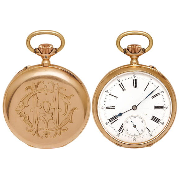 Swiss 18K yellow gold open faced pocket watch Circa 1900 Swiss 18K yellow gold open faced pocket watch Circa 1900
