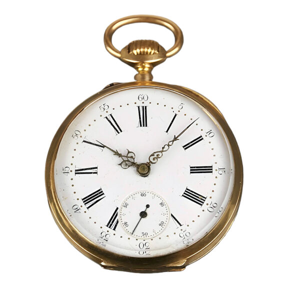 Swiss 18K yellow gold open faced pocket watch Circa 1900