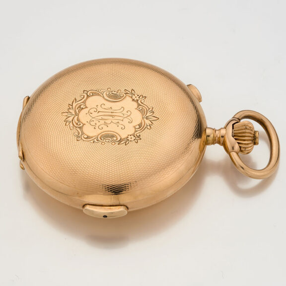 Swiss gold quarter repeating chronograph watch Circa 1900 Swiss gold quarter repeating chronograph watch Circa 1900