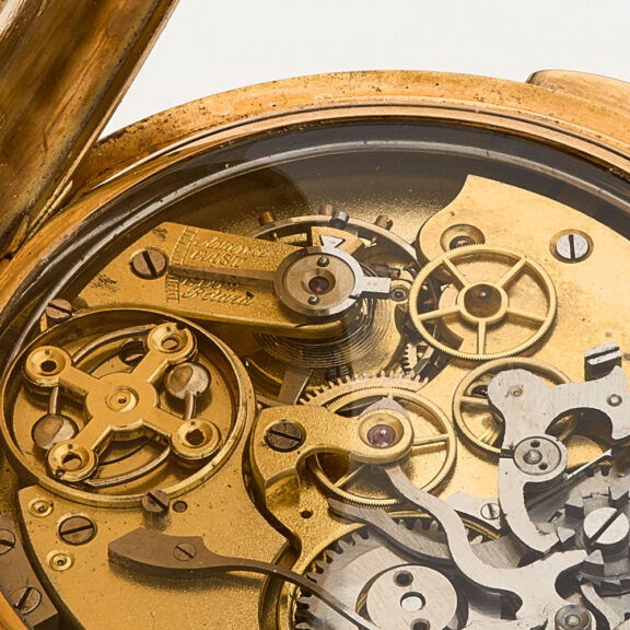 Swiss gold quarter repeating chronograph watch Circa 1900 Swiss gold quarter repeating chronograph watch Circa 1900