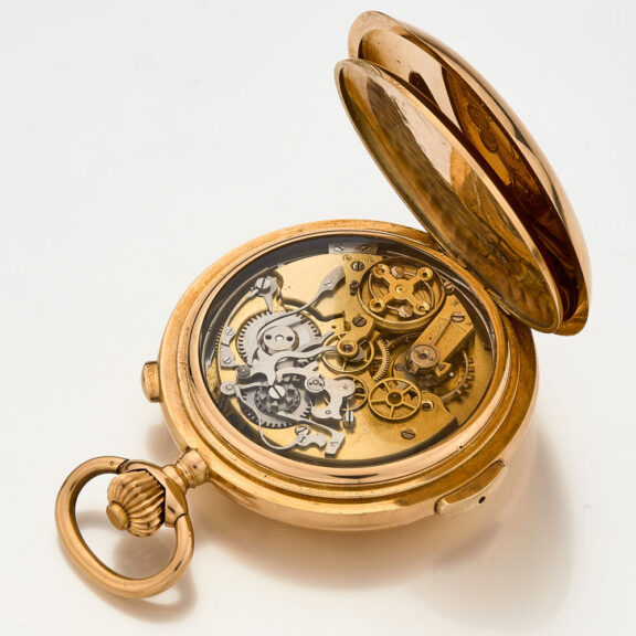 Swiss gold quarter repeating chronograph watch Circa 1900 Swiss gold quarter repeating chronograph watch Circa 1900