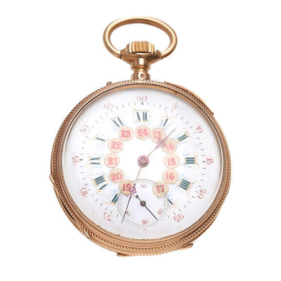 Swiss 18K yellow gold open faced pocket watch Circa 1910
