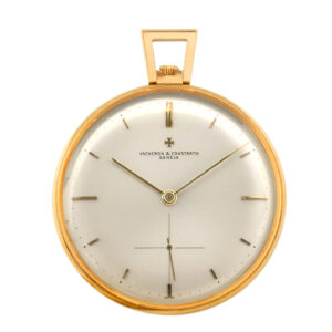 Swiss gold open faced pocket watch with chain Circa 1965