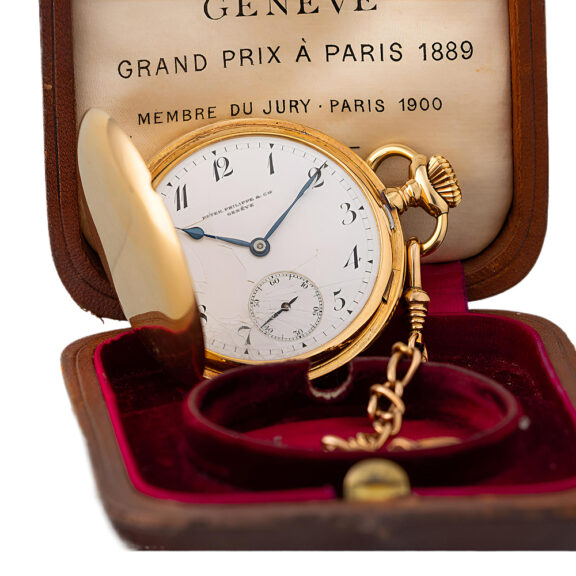 Swiss gold full hunter pocket watch with box Circa 1900 Swiss gold full hunter pocket watch with box Circa 1900
